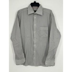 Eton Gangster Men's Dress‎ Shirt Long Sleeve Size 16 41 White Black Stripes